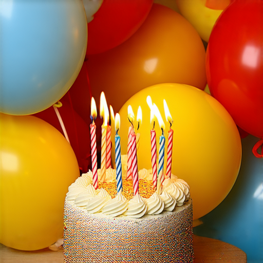 生日派對海報設計，色彩繽紛的派對主題，包含氣球、蛋糕和燭光元素，提供創意靈感和設計秘訣，吸引參與者眼球，讓每個慶祝時刻難以忘懷。