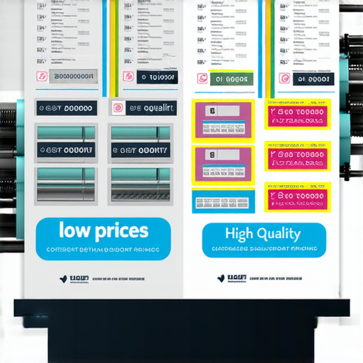 A1海報印刷展示，強調低價與高品質的對比，背景顯示印刷設備，表現印刷過程中的細節與工藝，吸引觀眾探索價格背後的秘密。