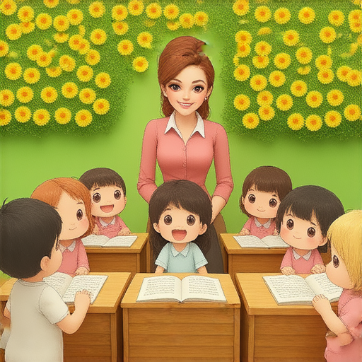 金盞花課堂中，外籍老師正與學生互動，教授英文。教學環境活潑有趣，學生專注參與，顯示金盞花獨特的語言學習方式，提升學習效果。