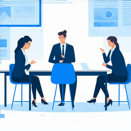 揭開商務英語的秘密，提高職場溝通能力的三個關鍵技巧圖示，展示專業人士在會議中互動，強調有效溝通的重要性與技巧，適合增強商務英語表達能力的學習資源。