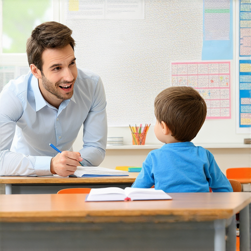 外籍老師一對一英語教學場景，學生與教師互動，熱情學習英語，顯示突破語言障礙的學習過程，增強口說能力，提升英語技能，展現課堂活力與專業指導。