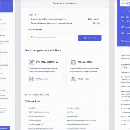 打破困難，輕鬆找到藥房解決方案的視覺示範，突顯方便的藥房界面，展示尋找藥品的秘訣和快捷方法，強調用戶體驗的簡化與便利性。