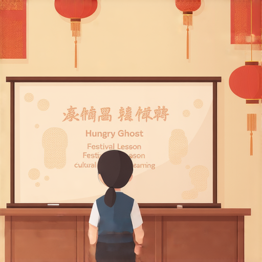 探索盂蘭節的精彩與意義，外籍英文老師一對一教學的場景，學生專注學習，教師引導分享文化，突顯節日內涵與語言學習的重要性。