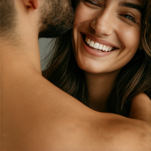 學會撒嬌溝通技巧，輕鬆俘虜心儀之人，圖片展示一位微笑女性運用柔和肢體語言，與對方親密互動，展現魅力和自信。