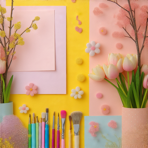 揮春迎新，展示創意手作的潮濕季節秘訣，圖片中包含色彩繽紛的手作材料和工具，背景是充滿節慶氛圍的裝飾，傳遞迎新春的喜悅與創意靈感。