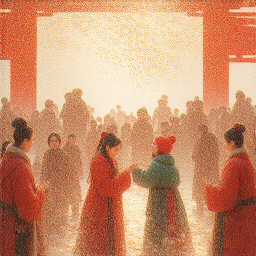 一月的獨特習俗與活動圖片，展示傳統節日慶祝場面，人們穿著節日服裝，享受熱鬧氛圍，並互相交流祝福，傳遞一月的神秘與魅力。