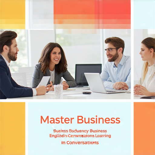 商業英語會話學習者在職場中的交流場景，展現自信和專業，提升競爭力的活動，標題文字掌握商業英語會話，吸引更多人關注英語學習的重要性。