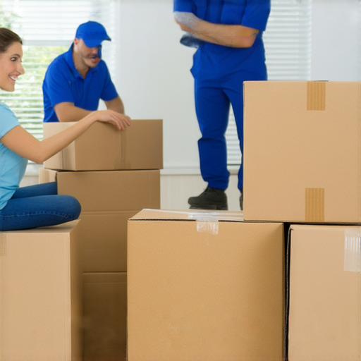 搬遷專業服務團隊正在為客戶打包物品，展示高效搬遷流程，突出無憂搬遷的概念，讓客戶輕鬆上路，享受專業與便利。