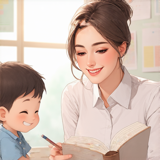 外籍老師與學生一對一輔導英語學習，微笑互動，營造輕鬆學習環境，揭開英語學習新面紗，提升語言能力，享受個性化教學體驗。