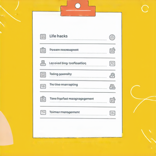 一組溫馨提示的圖示，展示各種生活小技巧，包含整理、健康和時間管理建議，旨在幫助讀者改善生活品質，快來探索這些巧妙建議！