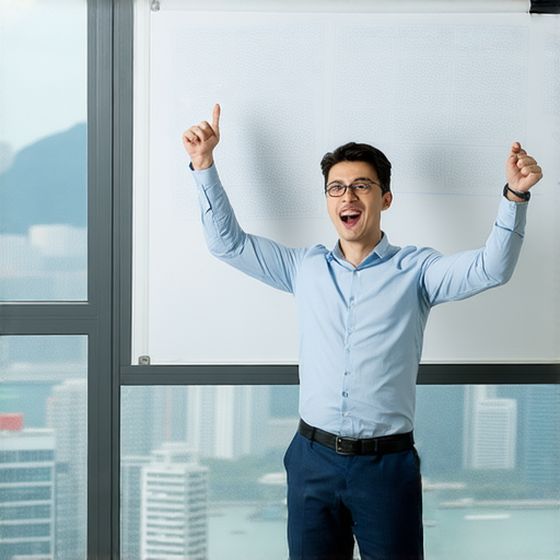 外籍英文老師在教授香港稅務局相關知識，吸引學生報名一對一課程，學習稅務小常識，提升稅務理解與管理能力，背景顯示香港城市風景。