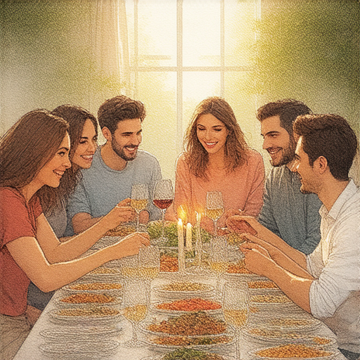 揭開下屬與團結的秘密，團隊飯局圖示，展示團隊成員歡聚一堂，交流與合作，強調團隊成功的關鍵，營造凝聚力與合作氛圍，促進相互理解與支持。