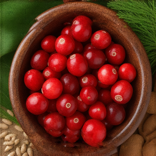 一碗新鮮蔓越莓與健康食材的擺放，展示蔓越莓的營養價值及其在健康生活中的重要性，揭示蔓越莓如何改變你的健康生活。