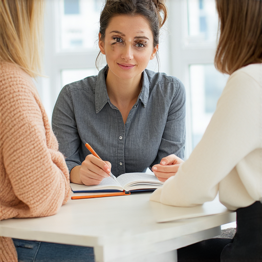 精準掌握正確英文的外籍老師一對一教學場景，學生與老師互動交流，提升自信溝通能力，環境舒適專業，展現學習效果與成果。