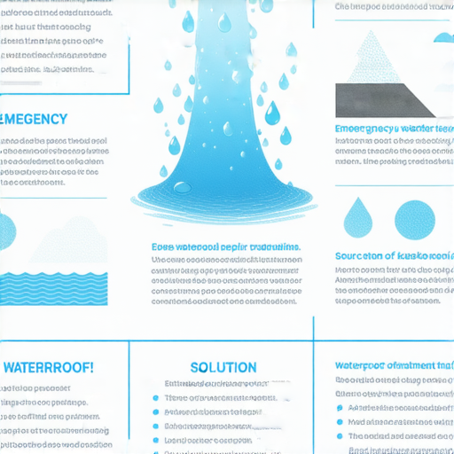 牆壁滲水處理圖示，展示緊急處理方法，包含檢查漏水源、使用防水材料的步驟，輕鬆解決牆壁滲水問題，讓家居環境恢復乾爽。