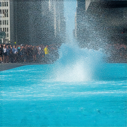 中環街道上水管爆裂，水勢洶湧，周圍行人驚訝地觀望，顯示事件引發的混亂和不安，背後隱藏的真相令人想深入了解，圖片捕捉了這一瞬間的震撼景象。