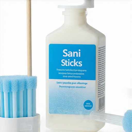 用 Sani Sticks 清潔水管的圖片，顯示 Sani Sticks 產品包裝與使用示範，強調其有效預防水管堵塞，輕鬆解決家庭水管困擾，保持水流順暢的效果。