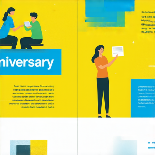 慶祝周年的海報，展示外籍英文老師一對一教學，色彩繽紛的設計吸引學員，傳遞語言學習進步的訊息，讓學習英文更上一層樓的機會。