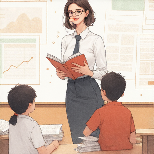 外籍老師一對一教學，學生專心聆聽，手中持有英文學習資料，場景充滿互動，展現流利英文學習的樂趣與進步，攜手邁向語言目標。