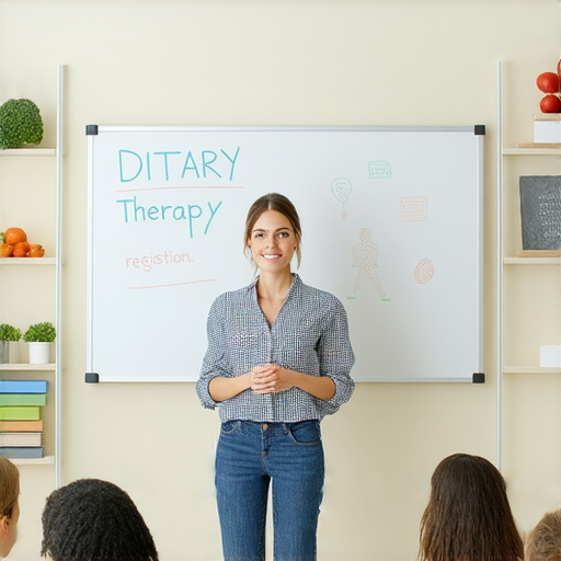 探索食療療法的課程海報，外籍老師示範健康秘訣，學員專注學習，呈現活潑的教學氛圍。立即報名學習，掌握健康英文知識！