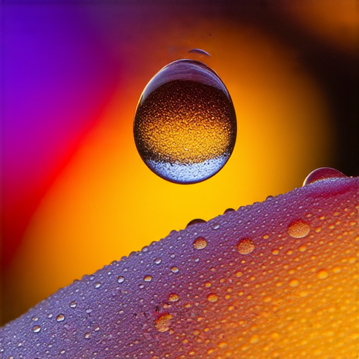 不冷滴水現象的特寫，水珠懸浮在空中，折射出光線，營造出意想不到的視覺效果，探討這背後的奧秘，吸引觀眾深入了解。