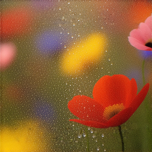 灑滴水花在花園中的美麗瞬間，展示了神秘的灑水技巧，讓花卉色彩更加鮮豔，增添了花園的生機與活力。