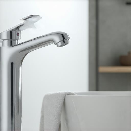 toto水龍頭展示實物，包括現代設計與光滑表面，背景為家庭浴室環境，突顯其風格與功能性，適合對於toto水龍頭質量和性能的深入了解。