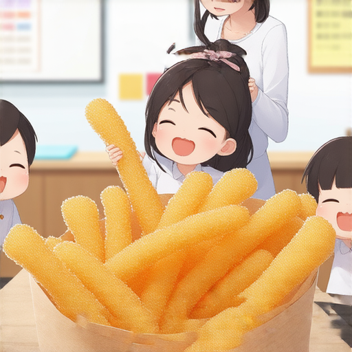 油條與外籍老師互動的場景，展示學生在享用油條時學習英文，突出油條的魅力及其對學習的啟發，吸引更多人探索這道美味小吃與外語學習的結合。