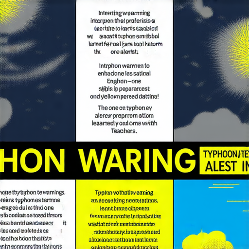 颱風來襲警報圖示，強調如何用英文解讀最新警報，並邀請學習者與外籍老師進行一對一英語學習，提升應對颱風的能力。