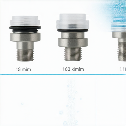 水龍頭起泡器不同尺寸比較，顯示如何選擇合適尺寸以節省用水，解釋省水原理，幫助消費者了解水龍頭起泡器的重要性和效果。