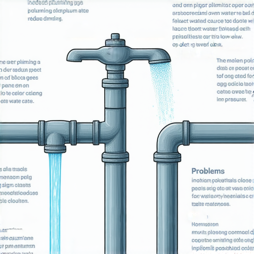 水龍頭水流變小的原因，家庭水管檢查示意圖，顯示水管可能堵塞或老化，影響水流量，提供解決方案，提醒用戶注意水管狀況，保持家中水流暢通。