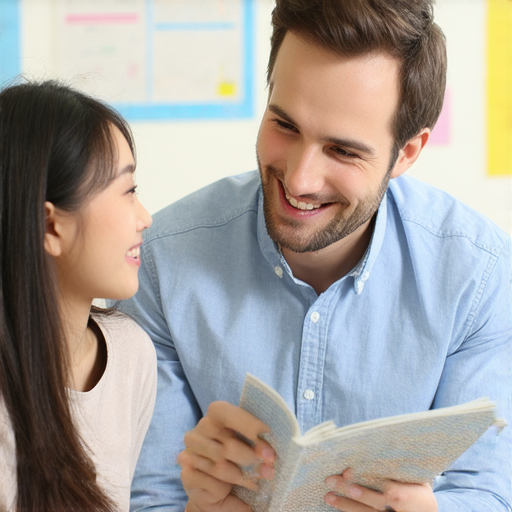 外籍老師與學生進行一對一英語教學，專注於提升英語口語流利度，營造輕鬆學習環境，體驗個性化的外語學習方法，讓你輕鬆掌握英語口說技巧。