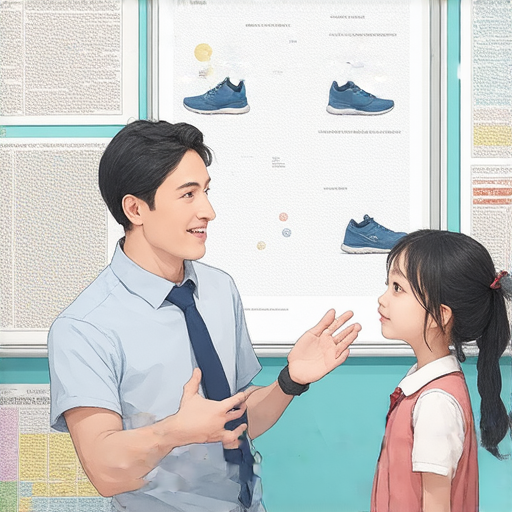 一位外籍老師正在為學生教授水鞋的英文知識，互動教學環境中展示了一對一教學的生動場景，帶來學習樂趣和有效的英文溝通技巧。