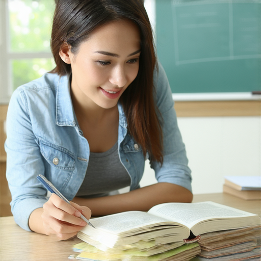 外籍老師一對一教學場景，學生專注學習英文，桌上放著教材和筆記本，展現語言學習的互動氛圍，立即開啟你的語言之旅！