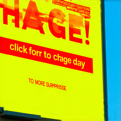 廣告牌展示文字揭示驚喜，吸引路過行人目光，廣告標語強調改變一天的潛力，鼓勵點擊了解更多，色彩明亮，設計吸引人，適合用於宣傳活動和促銷資訊。