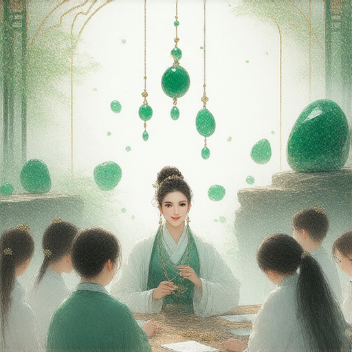 翡翠的英文教學，外籍老師授課，提升英文能力，學生學習翡翠相關詞彙，增強語言技能，專注於珠寶及文化領域，互動學習場景，適合想了解翡翠的人士。