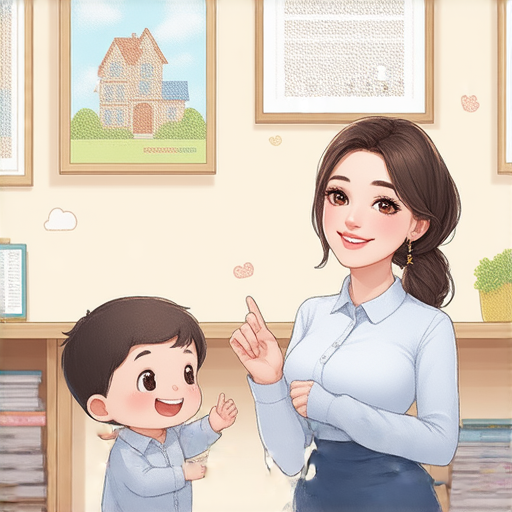 母子裝親子學習場景，外籍老師一對一教授英語，孩子們專注學習，展現母子裝的可愛與學習的樂趣，提升英語能力的利器，體驗外籍老師的魅力。