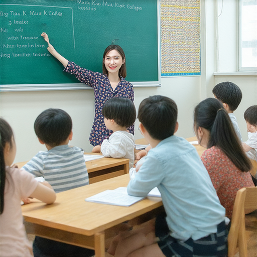 牛頭角慕光書院外籍老師正在教授學生英語，學生積極參與互動學習，展現提升英文水平的熱情，教室內環境明亮，為學生提供良好的學習氛圍。