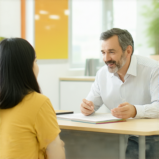 提升聽力技能的圖片，展示一位專業外籍英文老師與學生進行一對一教學，學生積極參與課程，提高語言能力，適合各類學習者，立即體驗效果明顯的英文課程。