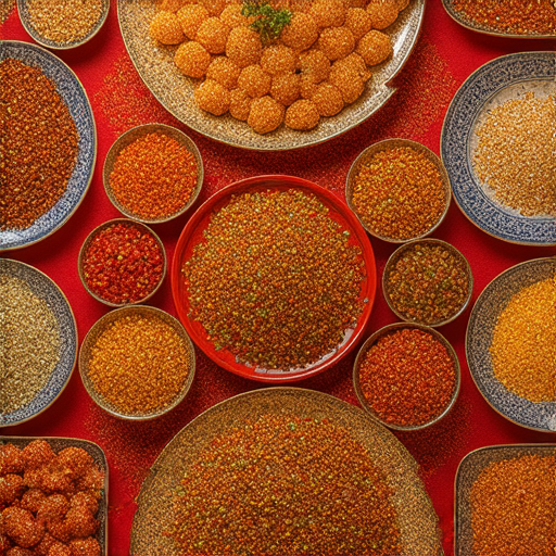 團圓年飯的桌面擺設，色香味俱全的傳統佳餚融合了年菜的精華，展示了家庭團圓的氛圍與傳統文化，讓味蕾感受過年的喜悅與祝福。