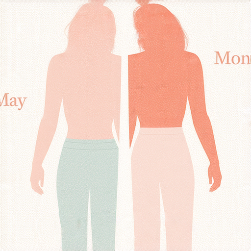 揭示月經真相的插圖，重點展示五月特有的月經特徵，與其他月份進行比較，強調生理差異與健康知識，吸引觀眾深入了解月經健康的多樣性。