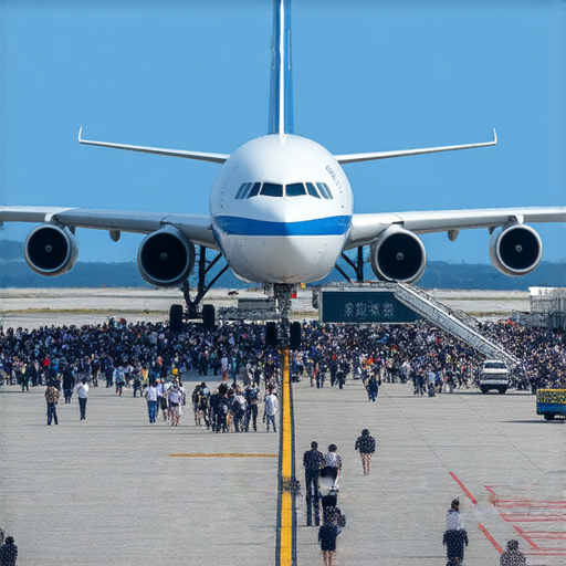 探索羽田機場的獨特景點，揭示五大神秘樞紐秘密的旅客在航站樓前合影，展現機場繁忙的氛圍與旅行的期待