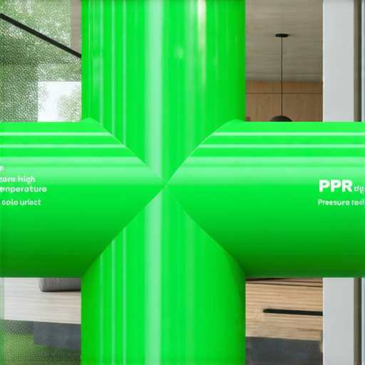 PPR水管特寫，展現其耐高溫、耐壓的特性，並顯示多用途家庭應用，標示為家庭必備選擇，強調其環保、安全及經濟性，適合各種給水系統。