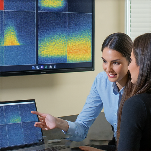 熱成像儀的運作展示，外籍老師與學生一對一進行專業英文課程，學習如何解讀熱成像數據，提升科技認知與英語能力。