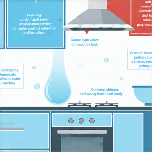 廚房漏水星盤分析圖，展示常見漏水跡象和潛在問題，提醒家居檢查。圖中標示漏水位置及對應影響，助你及早發現並解決漏水問題。