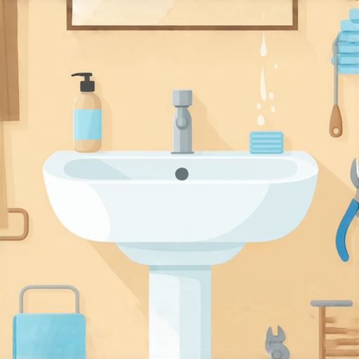 洗手盆水位穩定技巧，展示如何解決洗手盆漏水危機，圖片中有修理工具和水管，教導讀者學會維護水位，保護家庭環境。