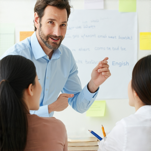 外籍老師一對一教學場景，學員專注與老師互動，展現英文學習過程，體驗外籍教師的專業指導，開啟英文學習之旅，提升語言能力與自信。