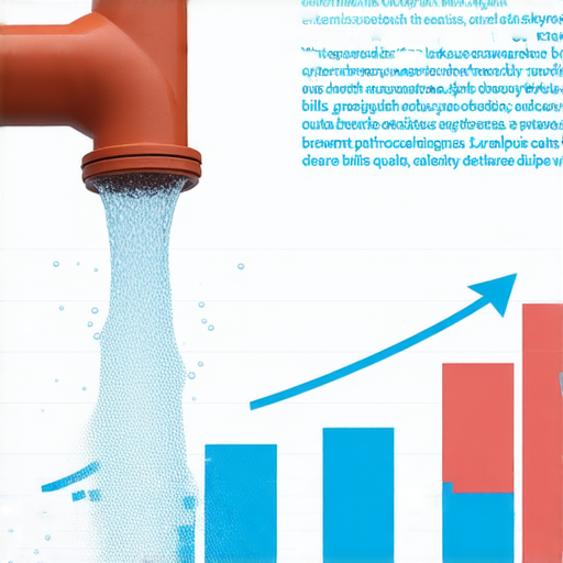 漏水問題造成水費暴漲的真相揭示，圖片中展示管道漏水情況及水費上升圖表，幫助讀者了解漏水的影響，關鍵字包括漏水、水費和真相。