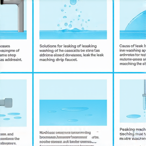 洗衣機水龍頭滴水問題的解決方法圖示，展示水龍頭滲漏的原因和修復步驟，簡單易懂，幫助用戶學習如何有效解決洗衣機滴水困擾。