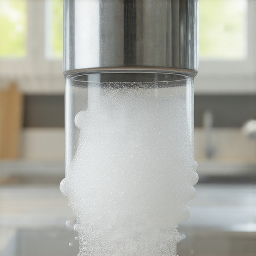 驚人效果的蘇打粉通水管秘訣，圖片顯示水管內部清潔過程，蘇打粉和水反應後冒泡，瞬間讓水管暢通無阻，適合家庭使用，解決排水問題。